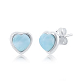 Sterling Silver Heart Larimar Stud Earrings